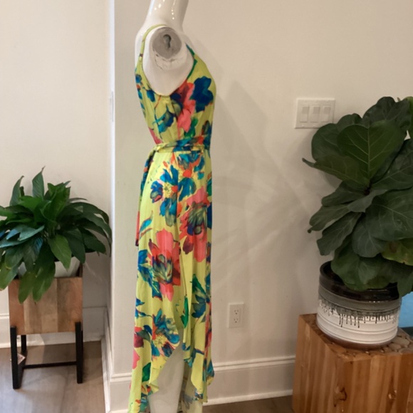 NWT MSK Womens Wide Leg Floral Romper Jumpsuit Dress Lime/ Muilticolored Sz S - Picture 13 of 15